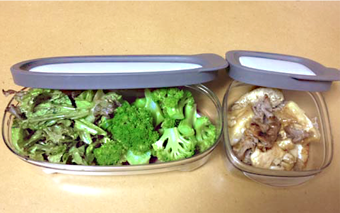Usual lunch is a salad box and a protein box
